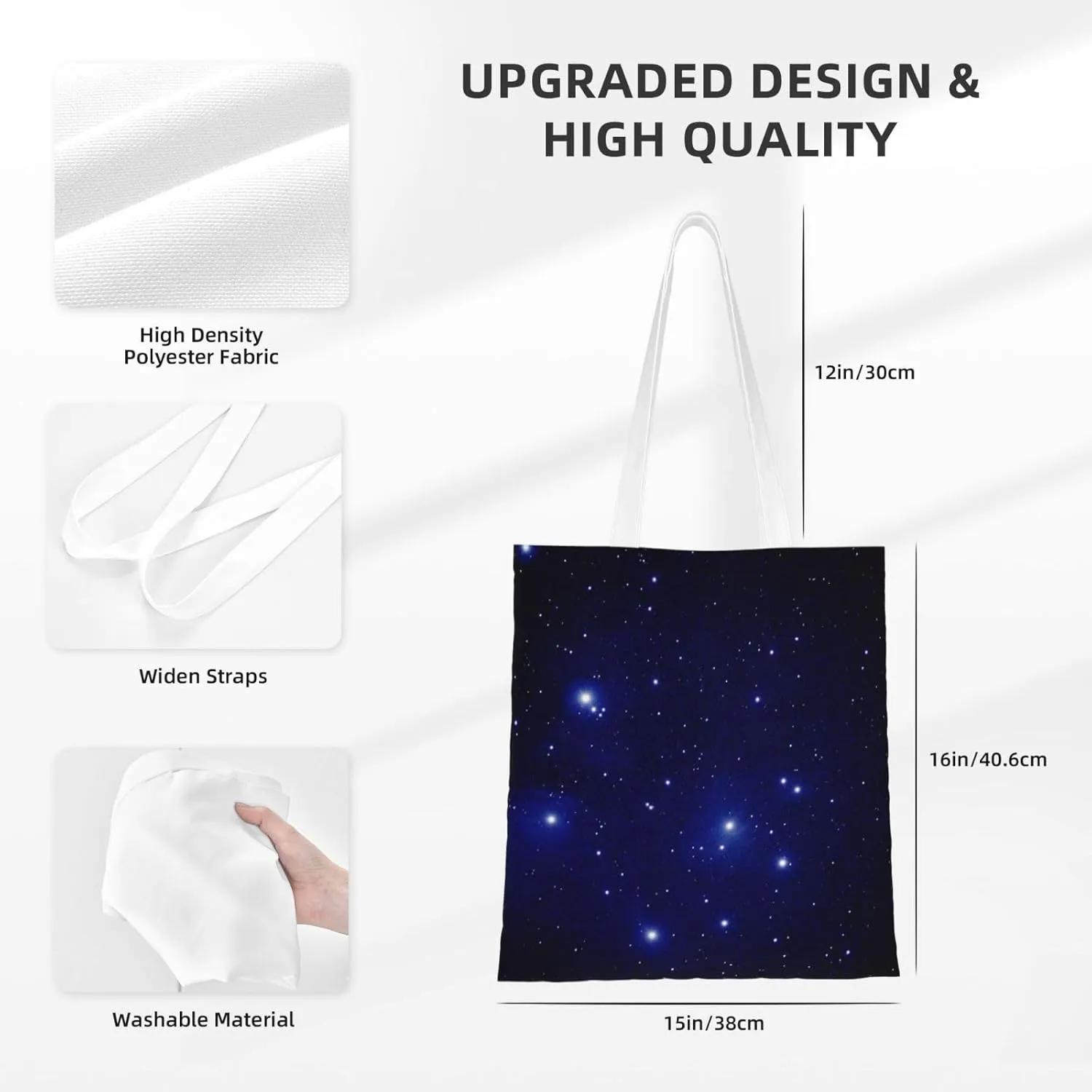 Moon Starry Galaxy Tote Bag Reusable Shoulder Tote Bag For Women Lady Vacation, Shopping, Work