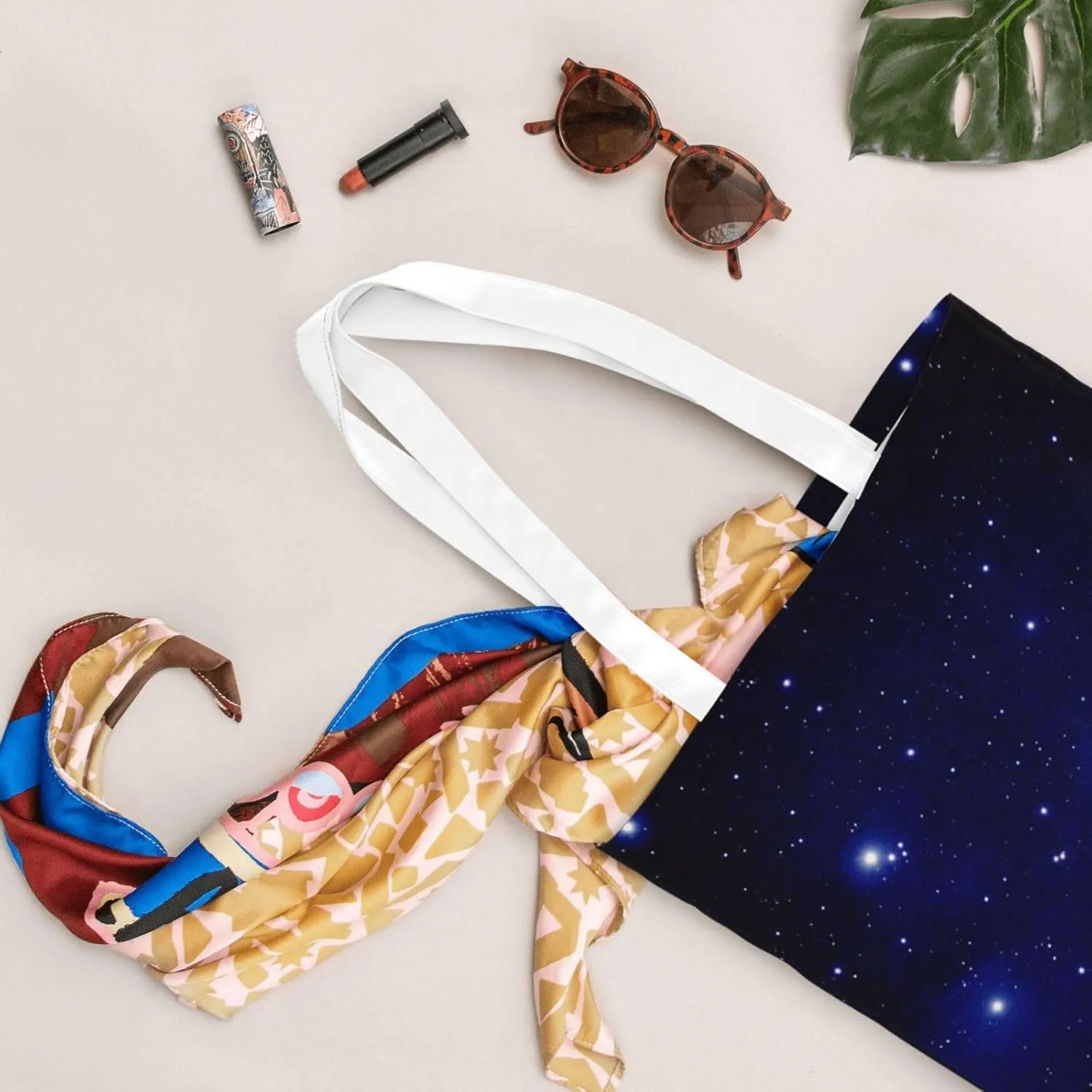 Moon Starry Galaxy Tote Bag Reusable Shoulder Tote Bag For Women Lady Vacation, Shopping, Work