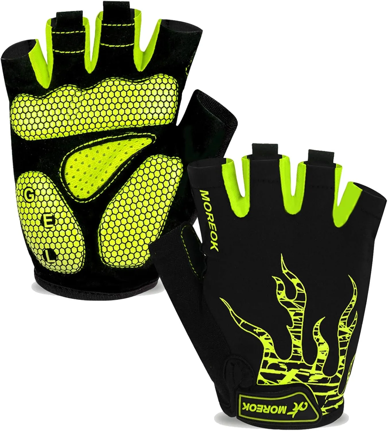 MOREOK Cycling Gloves Bike Gloves for Men/Women-[5MM Gel Pad] Half Finger Bicycle Biking Gloves for Cycling/Weight Lifting/Gym/Motorcycle/Rowing/Outdoor Sports