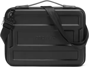 MOSISO Hard Shell Laptop Shoulder Bag Compatible with MacBook Air 13 M2 A2681 A2337 A2179 A1932/Pro 13 M2 M1 A2338 A2251 A2289 A2159 A1989 A1706 A1708, Heavy Duty Shockproof Carrying Case, Black