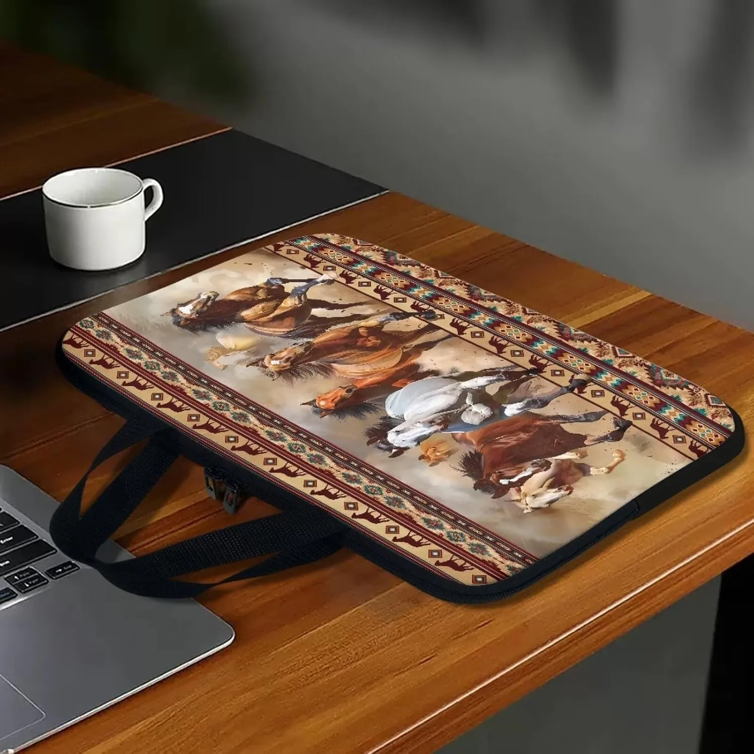 Mumeson Cow Tribal Horse Laptop Bag, Portable Shockproof Laptop Case Handbag Briefcase Laptop Cover Computer Case Handbag Protective Laptop Bag