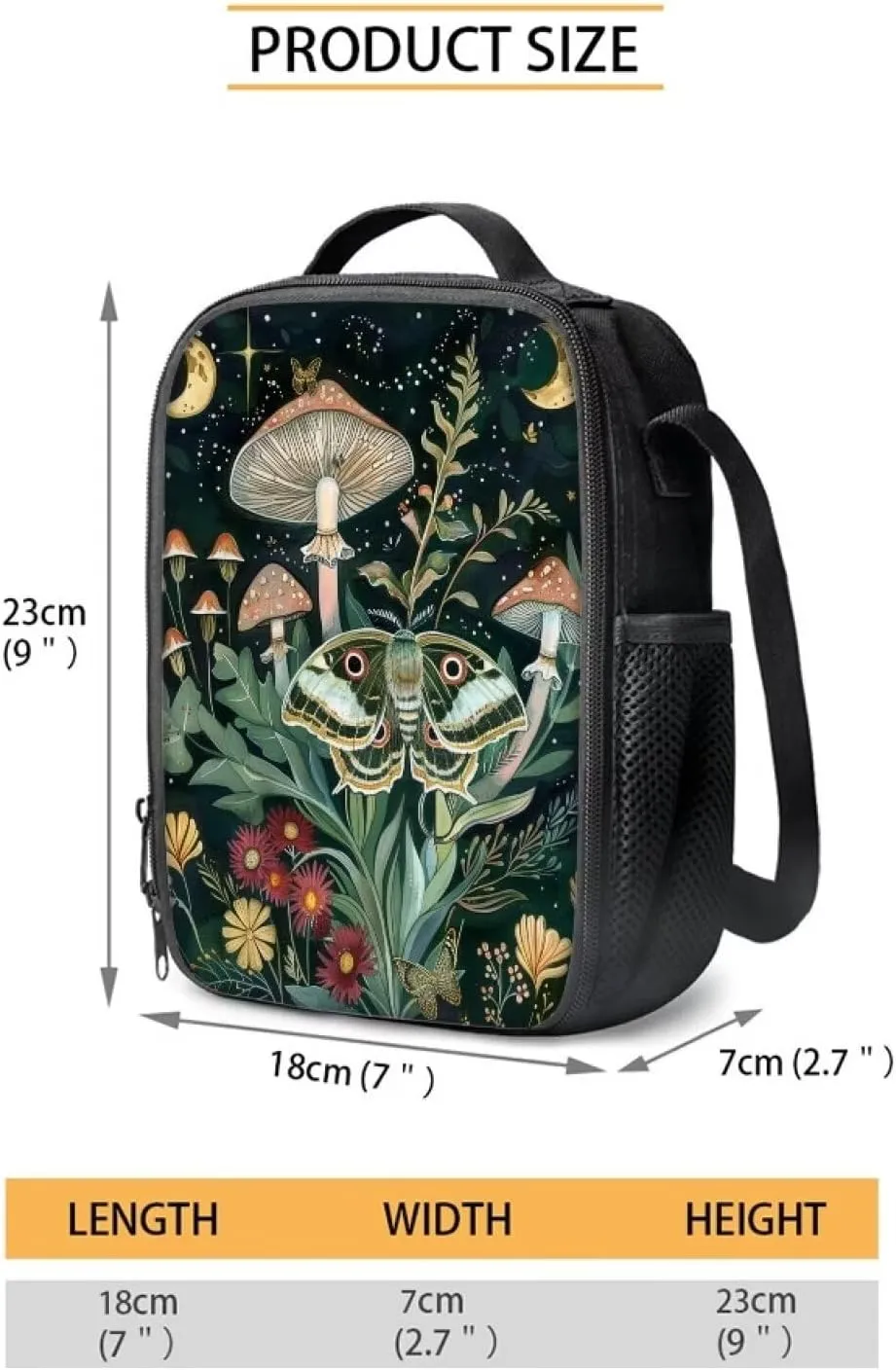 Mushroom Backpack with Lunch Bag for Boys Lightweight Large Capacity Girl School Bag Canvas Insulated Lunch Tote Box and Mini Pencil Case for High School