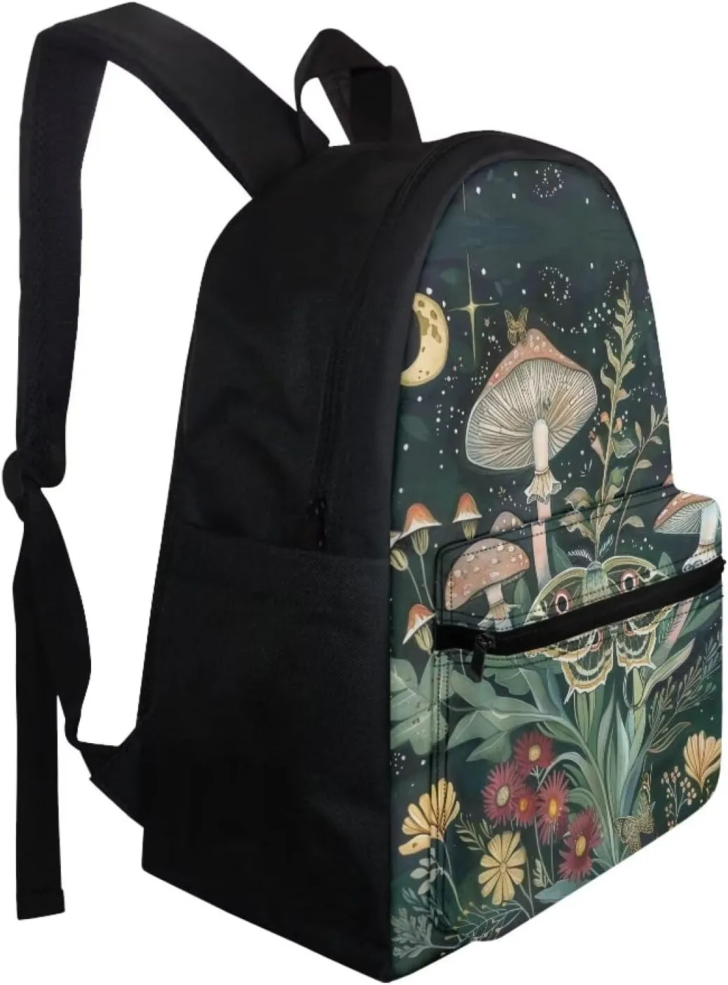 Mushroom Backpack with Lunch Bag for Boys Lightweight Large Capacity Girl School Bag Canvas Insulated Lunch Tote Box and Mini Pencil Case for High School