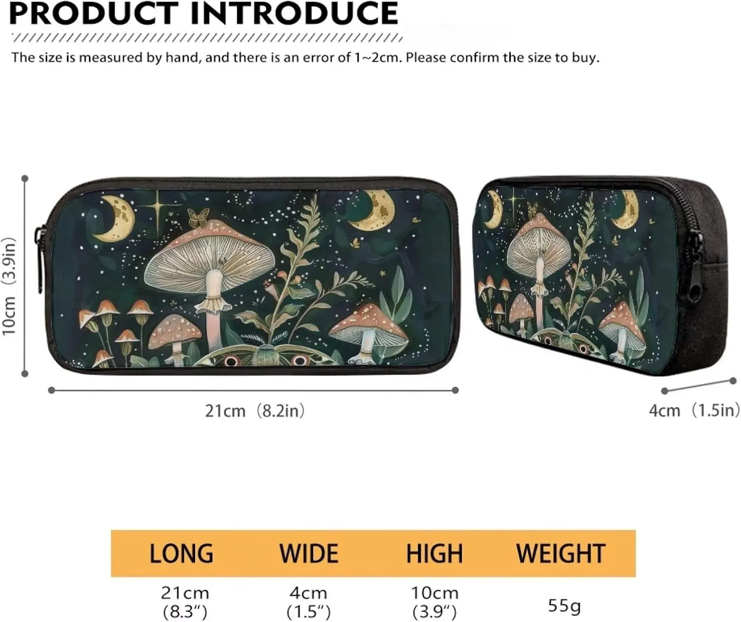 Mushroom Backpack with Lunch Bag for Boys Lightweight Large Capacity Girl School Bag Canvas Insulated Lunch Tote Box and Mini Pencil Case for High School