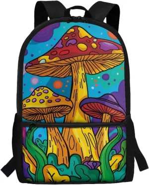 Mushroom Cute Backpack School Bags for Girls 10-12 Elementary Middle School Bag 17 inch Junior Children Bookbag Schoolbag Daycare Bags Daypack with Front Pocket