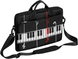 Music Notes Piano Keys Laptop Shoulder Messenger Bag Waterproof Laptop Briefcase Handle Padded Strap