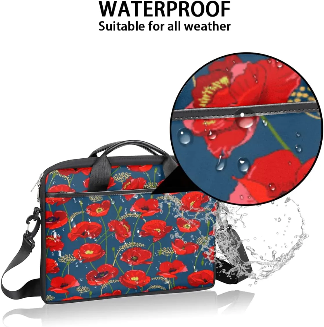 Music Notes Piano Keys Laptop Shoulder Messenger Bag Waterproof Laptop Briefcase Handle Padded Strap