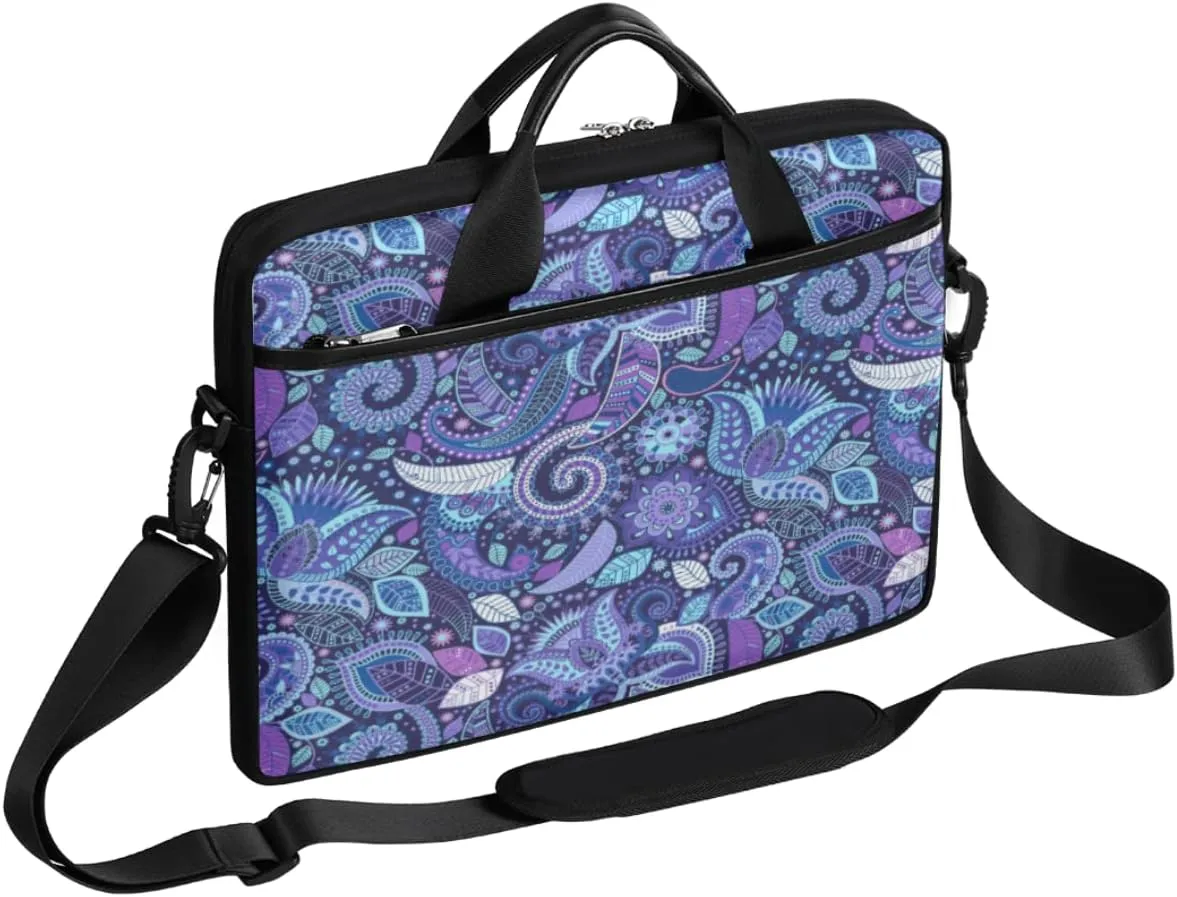 Music Notes Piano Keys Laptop Shoulder Messenger Bag Waterproof Laptop Briefcase Handle Padded Strap