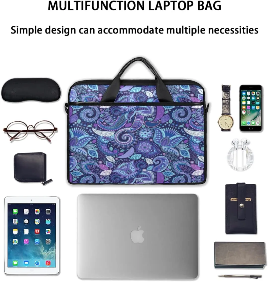 Music Notes Piano Keys Laptop Shoulder Messenger Bag Waterproof Laptop Briefcase Handle Padded Strap