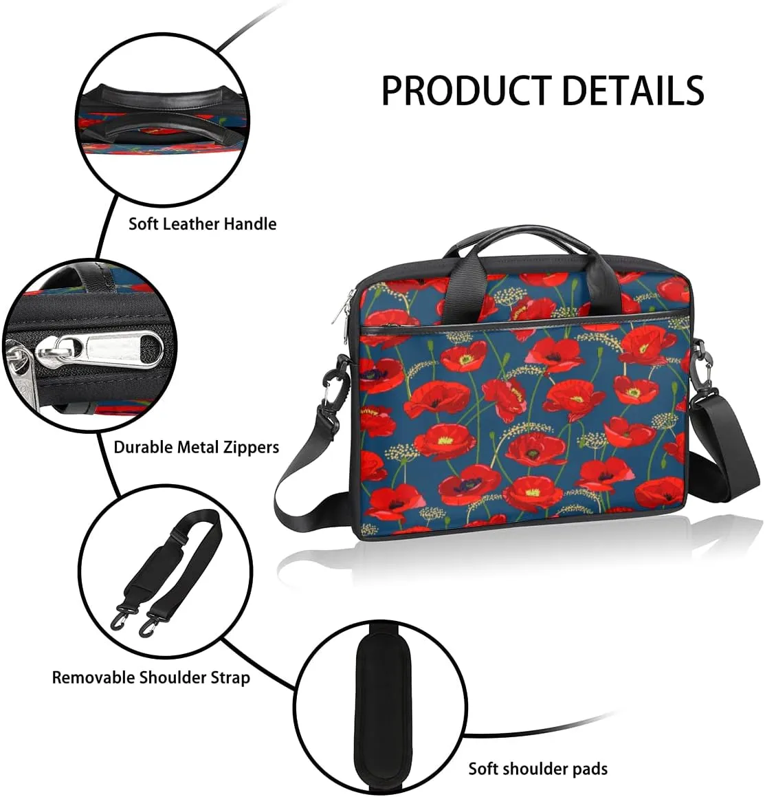 Music Notes Piano Keys Laptop Shoulder Messenger Bag Waterproof Laptop Briefcase Handle Padded Strap