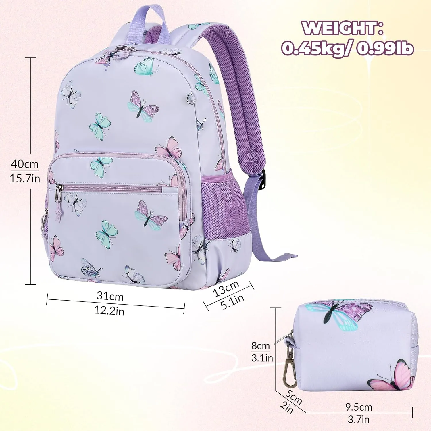 mygreen Kids Backpack, Kawaii Girls Backpack for School