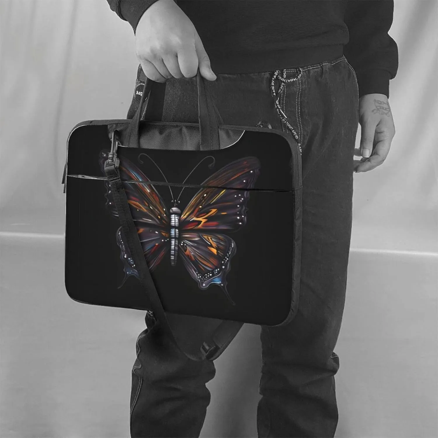 Mystery Butterfly Prints Laptop Bag - with Soft Interior, Multiple Pockets - Ideal for Men, Travel and Business