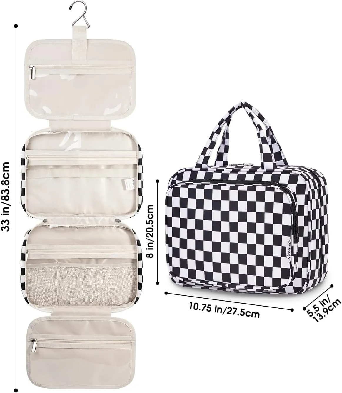 Narwey Large Hanging Toiletry Bag Travel Makeup Bag Cosmetic Organizer for Women and Girls
