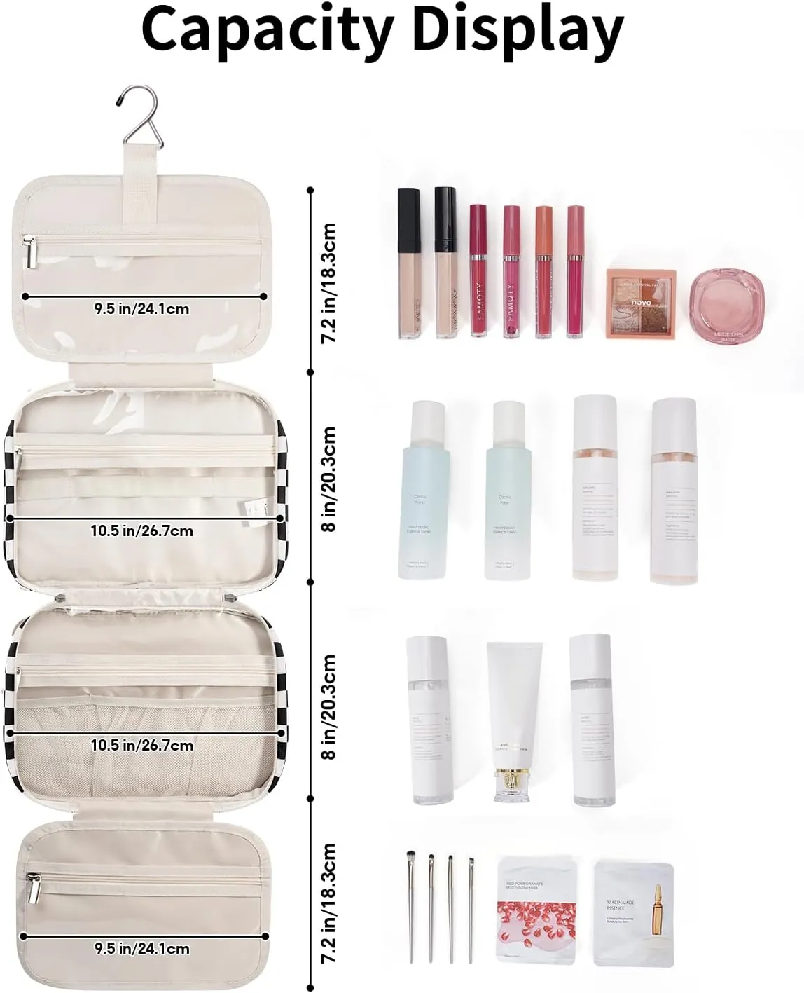 Narwey Large Hanging Toiletry Bag Travel Makeup Bag Cosmetic Organizer for Women and Girls