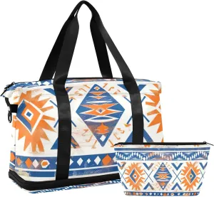Native American Tribal Gym Bag - Weekender Overnight Bags for Women Men, Sport Travel Duffel Bag with Wet Pocket & Shoe Compartment