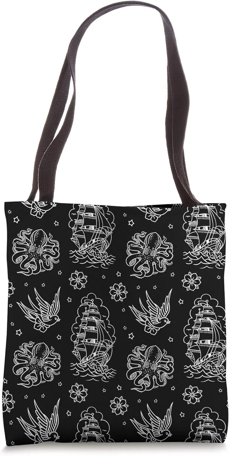 Nautical Old School Sailor Tattoo Flash Tote Bag