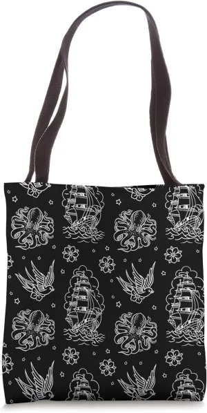 Nautical Old School Sailor Tattoo Flash Tote Bag
