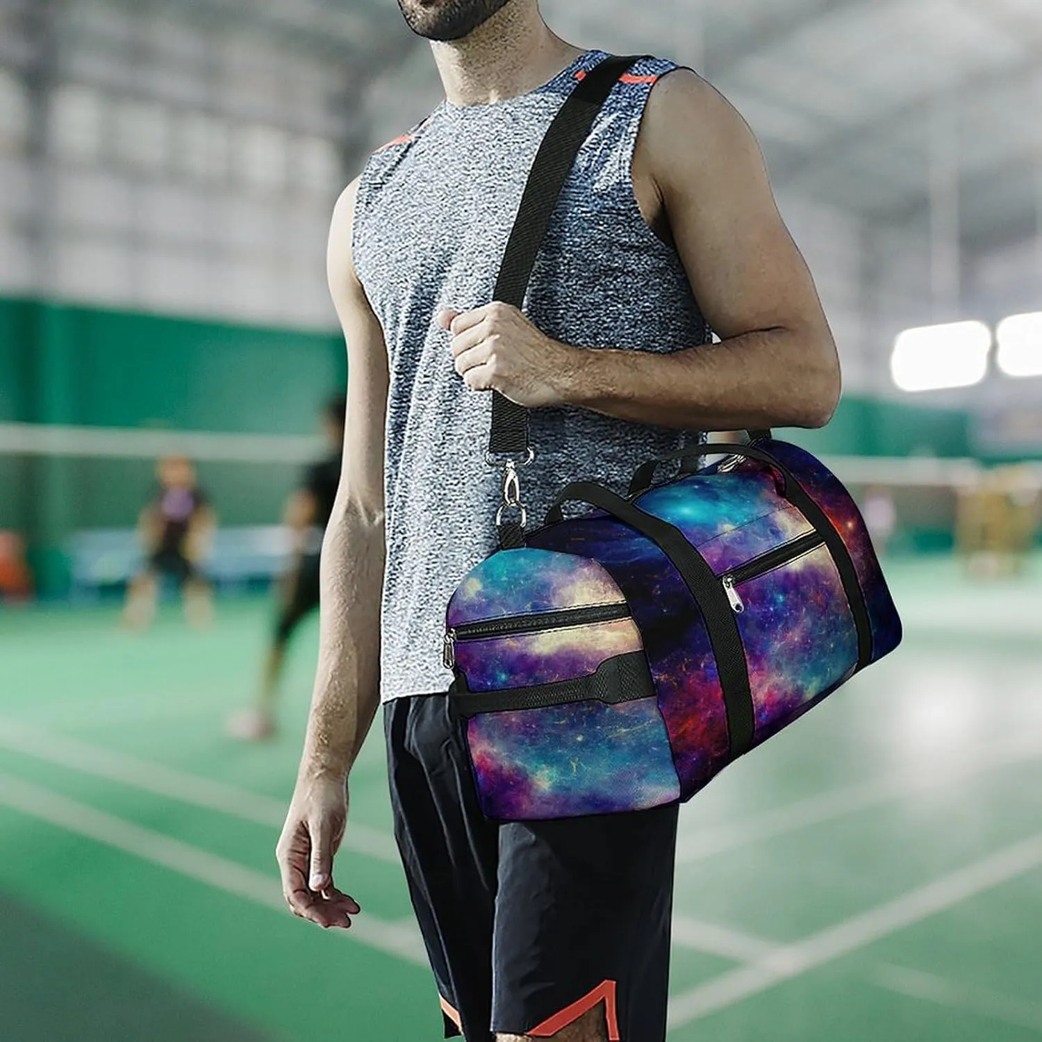Nebula Milky Way Travel Duffel Bag for Men Women with Shoe Compartment Waterproof
