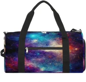Nebula Milky Way Travel Duffel Bag for Men Women with Shoe Compartment Waterproof
