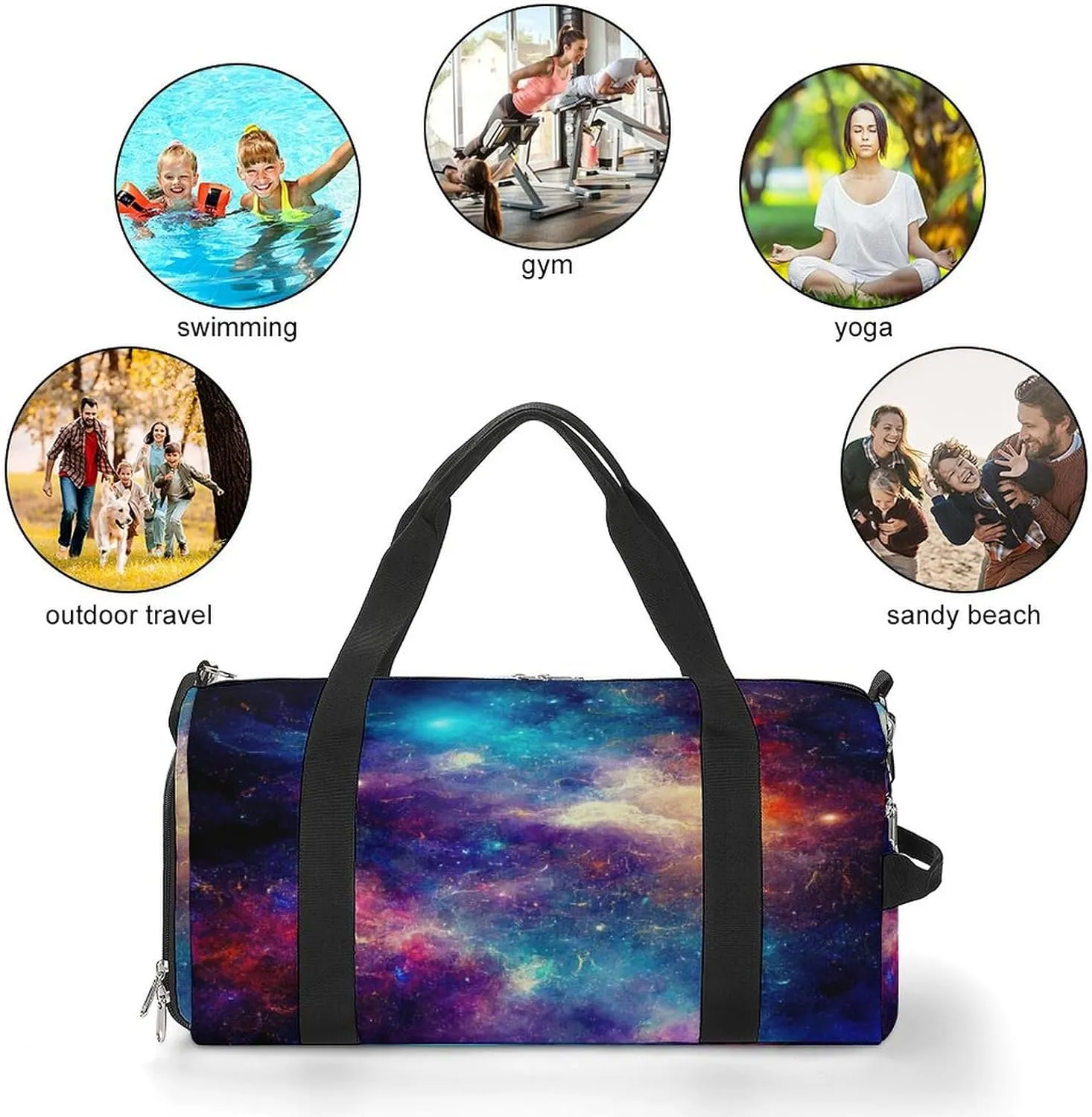Nebula Milky Way Travel Duffel Bag for Men Women with Shoe Compartment Waterproof