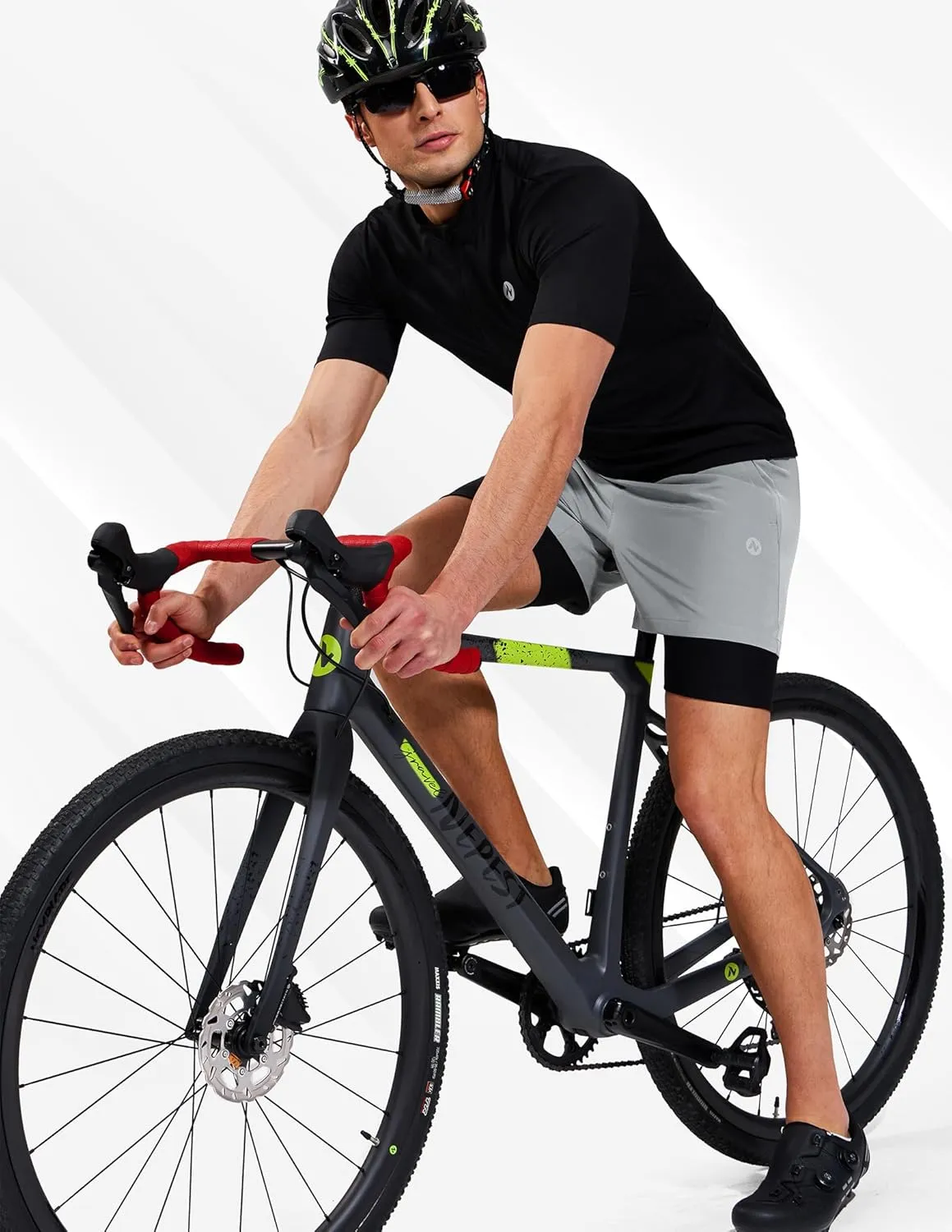 Nepest Men’s Mountain Bike Shorts 4D Padded MTB Cycling Biking Bicycle Riding Shorts with Zipper Pockets, Loose-fit