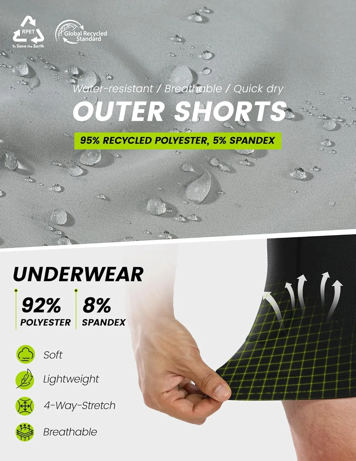 Nepest Men’s Mountain Bike Shorts 4D Padded MTB Cycling Biking Bicycle Riding Shorts with Zipper Pockets, Loose-fit