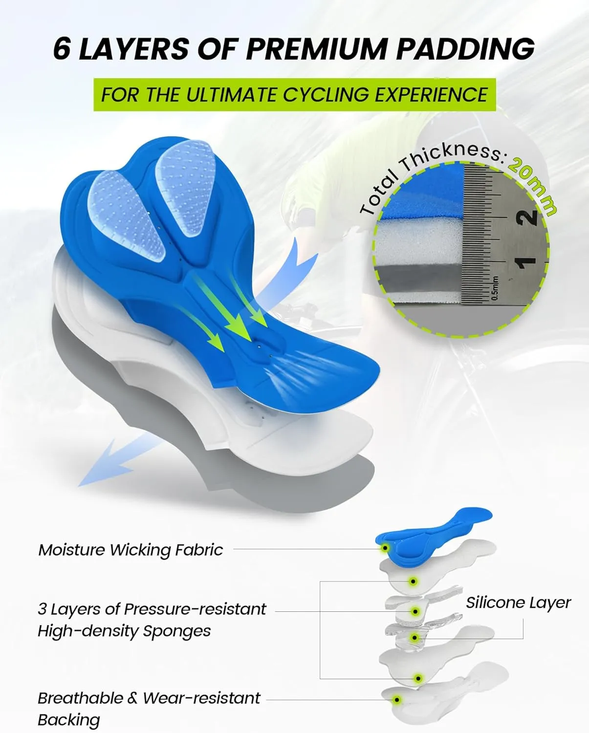 Nepest Men’s Mountain Bike Shorts 4D Padded MTB Cycling Biking Bicycle Riding Shorts with Zipper Pockets, Loose-fit