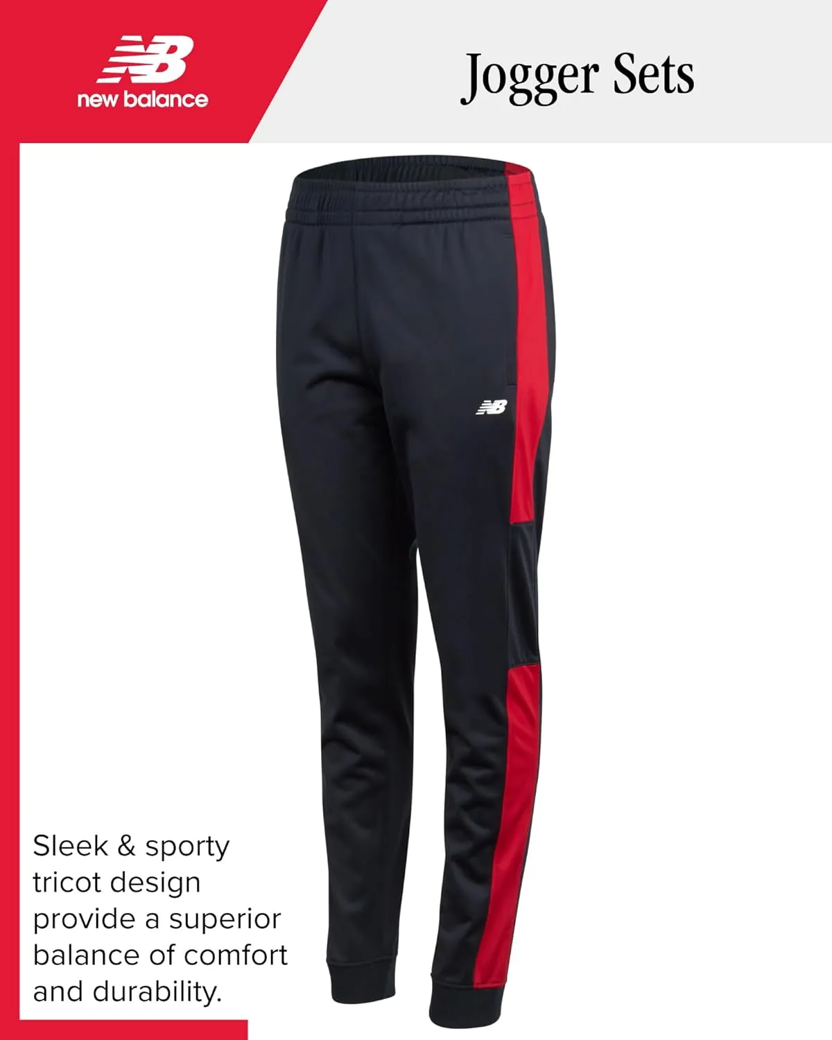 New Balance Boys Sweatpants - 4 Pack Active Tricot Boys Joggers Athletic Pants with Pockets, Kids Activewear Clothes (4-20)