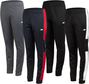 New Balance Boys Sweatpants - 4 Pack Active Tricot Boys Joggers Athletic Pants with Pockets, Kids Activewear Clothes (4-20)