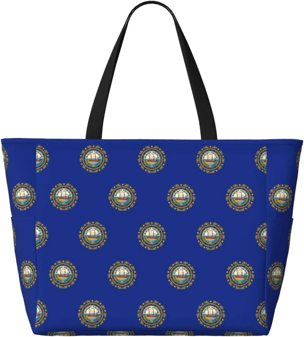 New Hampshire State Flag Large Capacity Foldable Tote Bag Women Beach Tote Bag Handbag Gym Bag Travel Shopping Bag