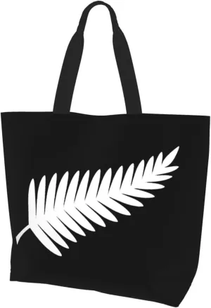 New Zealand Maori Fern Women'S Large Capacity Shoulder Shopping Bag, Reusable Handbag, Gift Bag