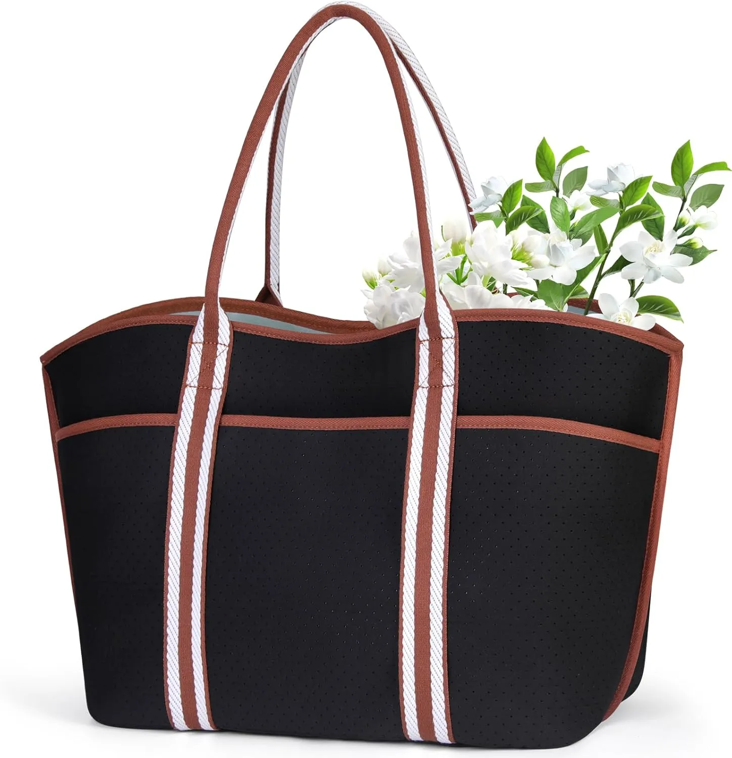 NEWHEY Neoprene Tote Bag Large Beach Bags for Women 45 L Travel Beach Tote Bag Waterproof Sandproof Lightweight Swim Pool Bag