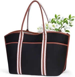 NEWHEY Neoprene Tote Bag Large Beach Bags for Women 45 L Travel Beach Tote Bag Waterproof Sandproof Lightweight Swim Pool Bag