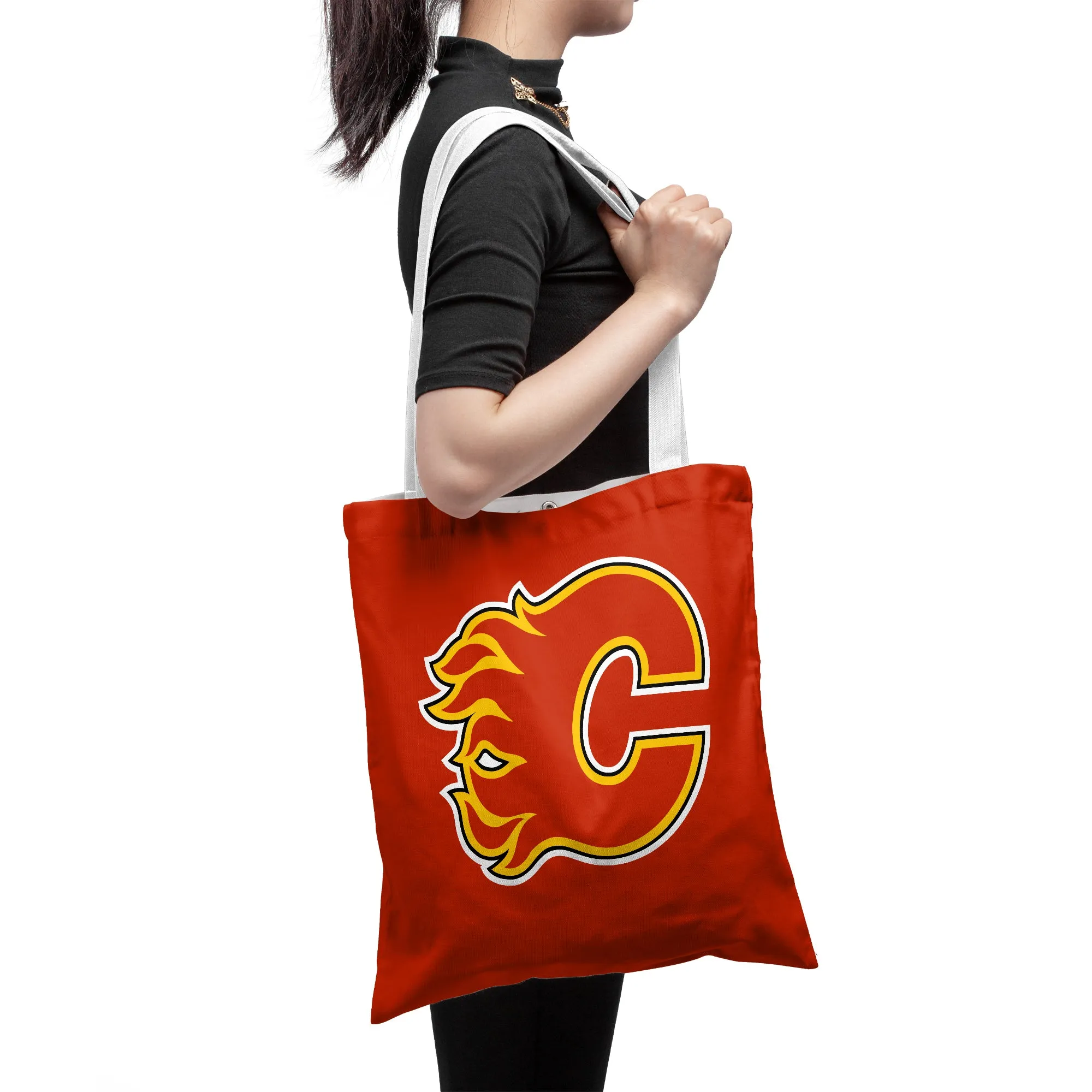 NHL Calgary Flames Polyester Canvas Tote Bag – Durable and Stylish