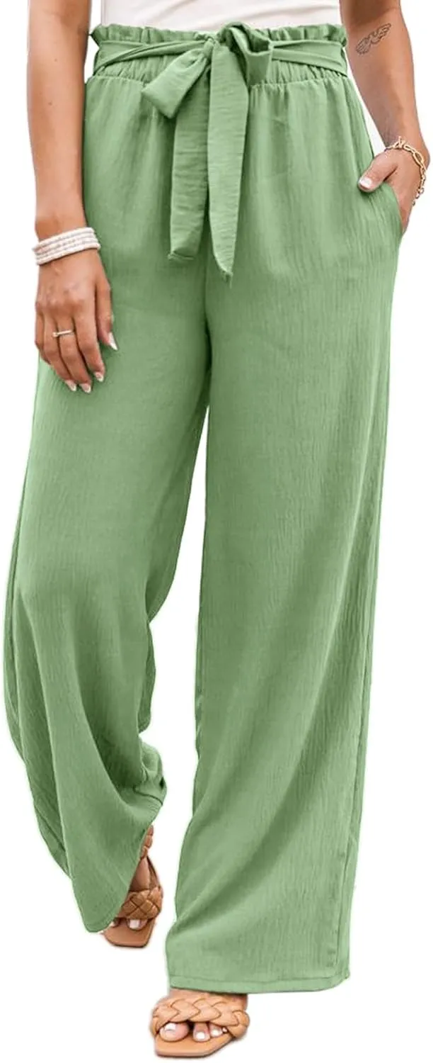 NIMIN Wide Leg Pants for Women High Waisted Business Casual Pants Work Pants Loose Flowy Summer Beach Pants with Pockets