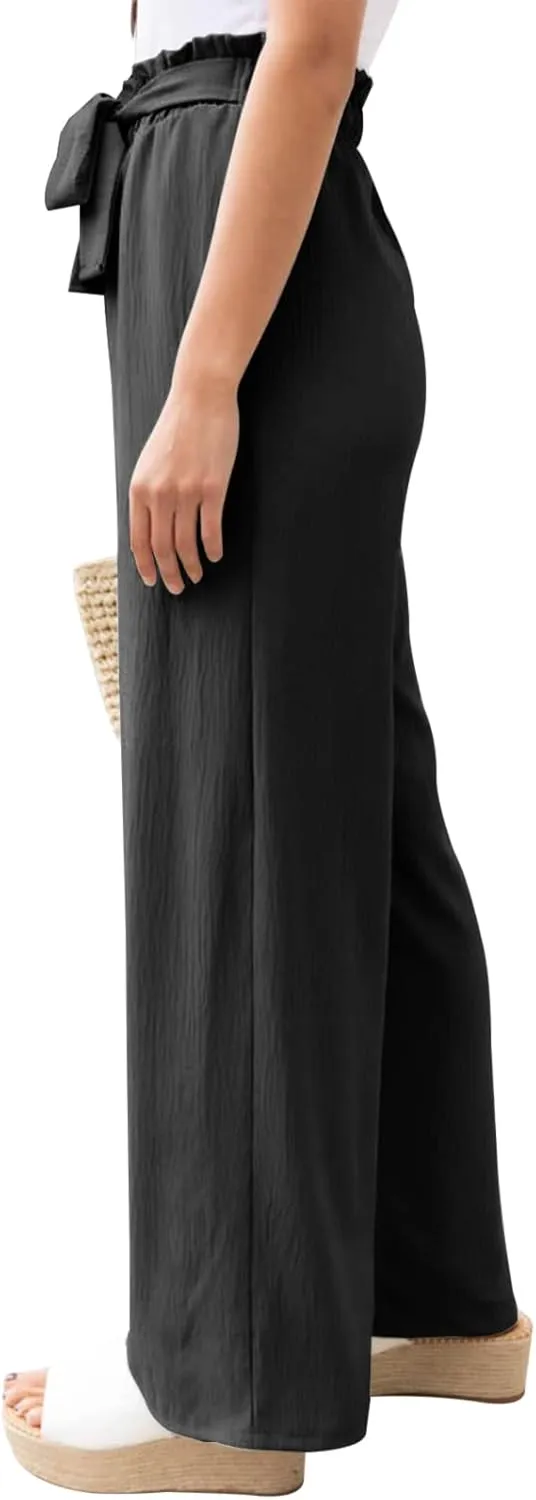 NIMIN Wide Leg Pants for Women High Waisted Business Casual Pants Work Pants Loose Flowy Summer Beach Pants with Pockets