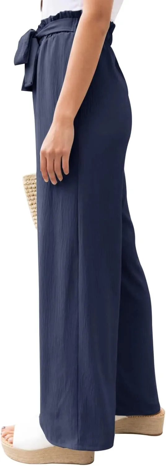 NIMIN Wide Leg Pants for Women High Waisted Business Casual Pants Work Pants Loose Flowy Summer Beach Pants with Pockets