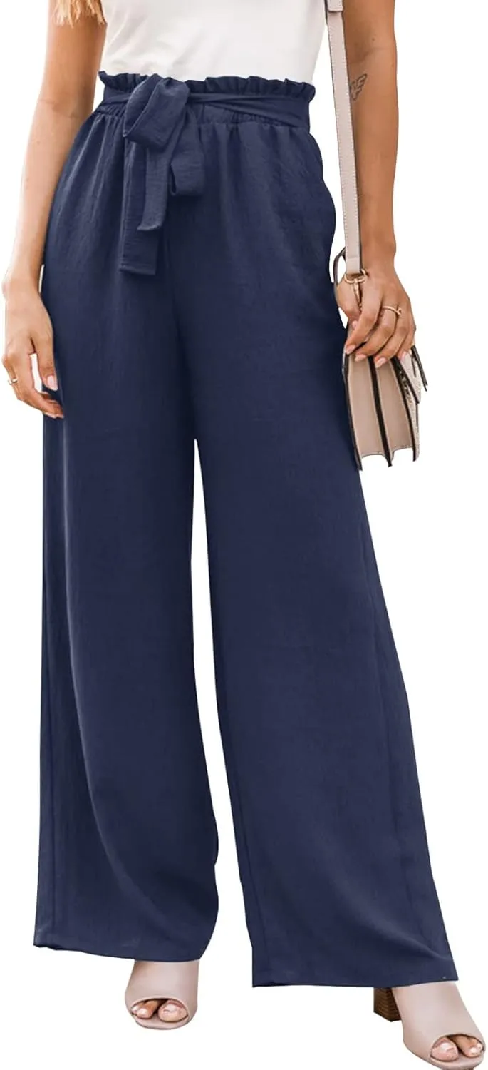 NIMIN Wide Leg Pants for Women High Waisted Business Casual Pants Work Pants Loose Flowy Summer Beach Pants with Pockets