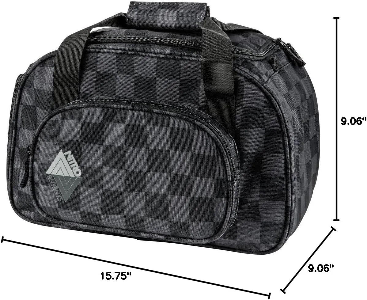 Nitro 1131-878019 Duffle Bag XS School Sports Bag Travel Weekender Gym Bag 40 x 23 x 23 cm 35 L, checker (Black) - 1131878019_1955_40 x 23 x 23 cm, 35 Liter