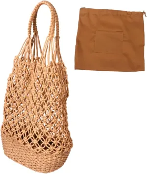 NOLITOY Vintage Woven Bag Fashion Hollowed out Design Handbag for Work School Beach Travel Durable Easy to Clean