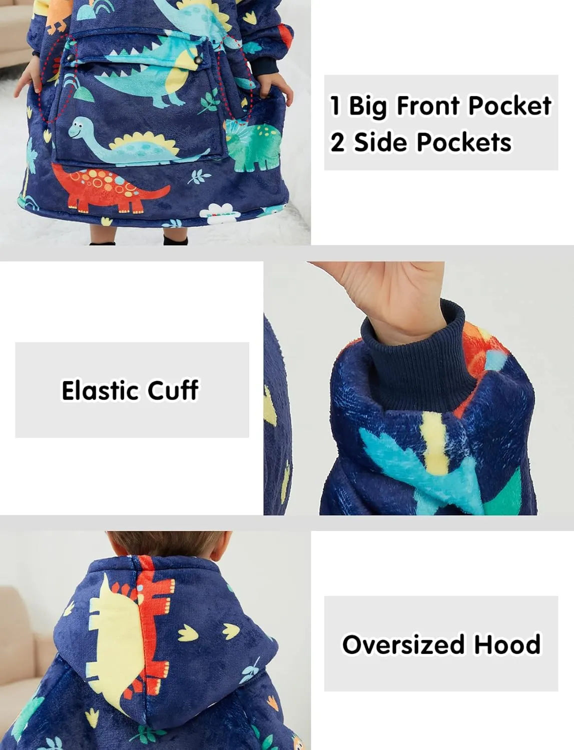 NOUKOW Wearable Blanket Hoodie Oversized Sherpa Blanket Sweatshirt Flannel Sweater Blanket with Large Pocket