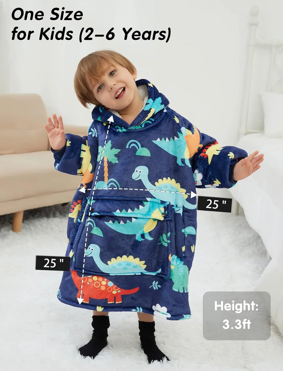NOUKOW Wearable Blanket Hoodie Oversized Sherpa Blanket Sweatshirt Flannel Sweater Blanket with Large Pocket