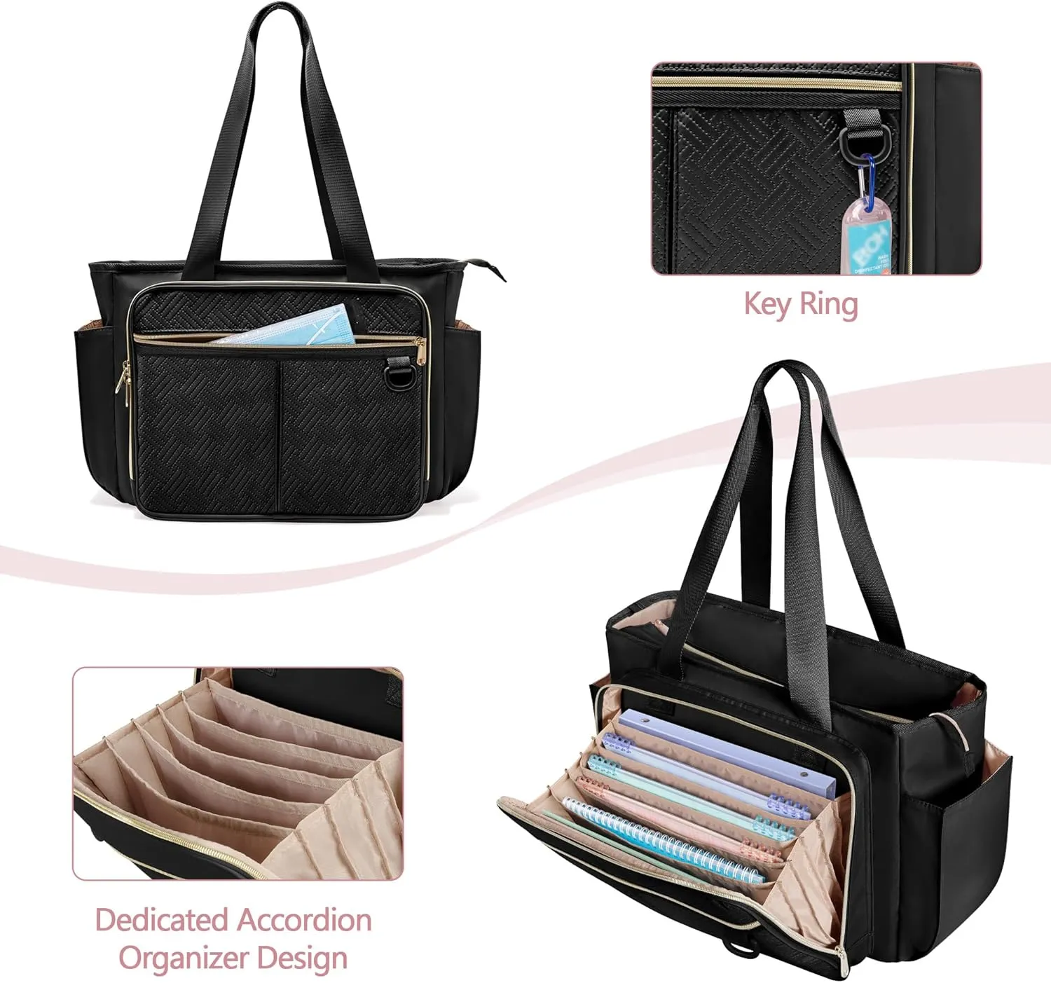 Nurse Tote Bag for Women, Nursing Clinical Bag - Accordion File Organizer, Nurse Work Bag for Home Healthcare