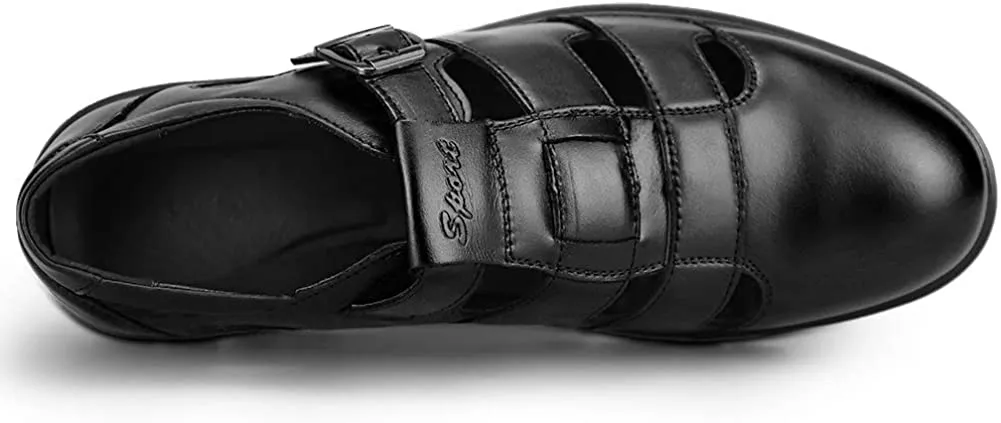 NXY Men's Closed-Toe Leather Strap Business Sandal Cool Beach Sandals Plus Size 12 12.5