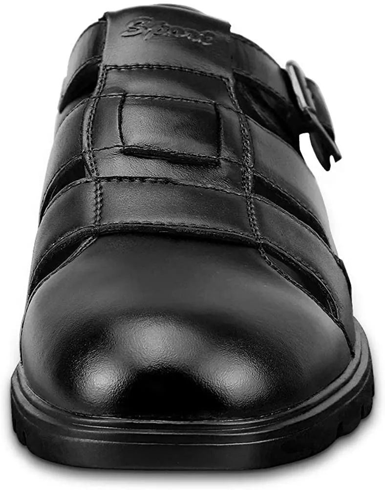 NXY Men's Closed-Toe Leather Strap Business Sandal Cool Beach Sandals Plus Size 12 12.5