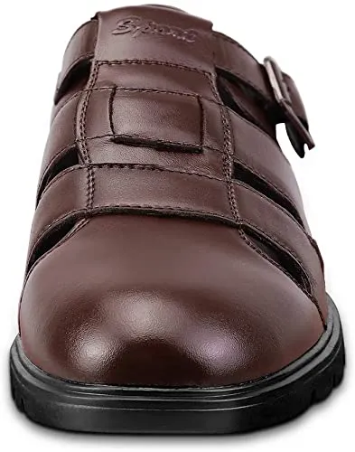 NXY Men's Closed-Toe Leather Strap Business Sandal Cool Beach Sandals Plus Size 12 12.5