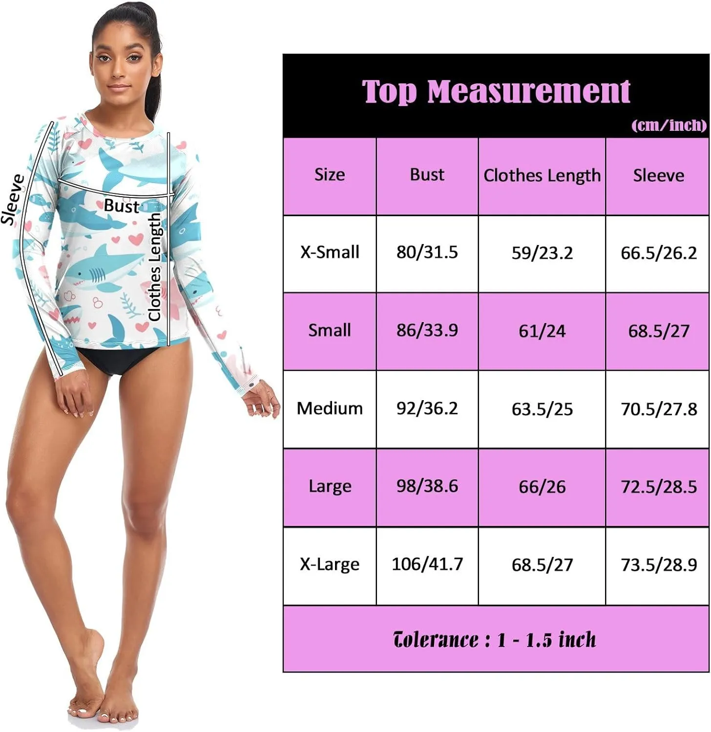 Ocean Fish sea Masco Women's Rash Guard Long Sleeve UPF 50  Swimsuit Tops Hiking Surfing