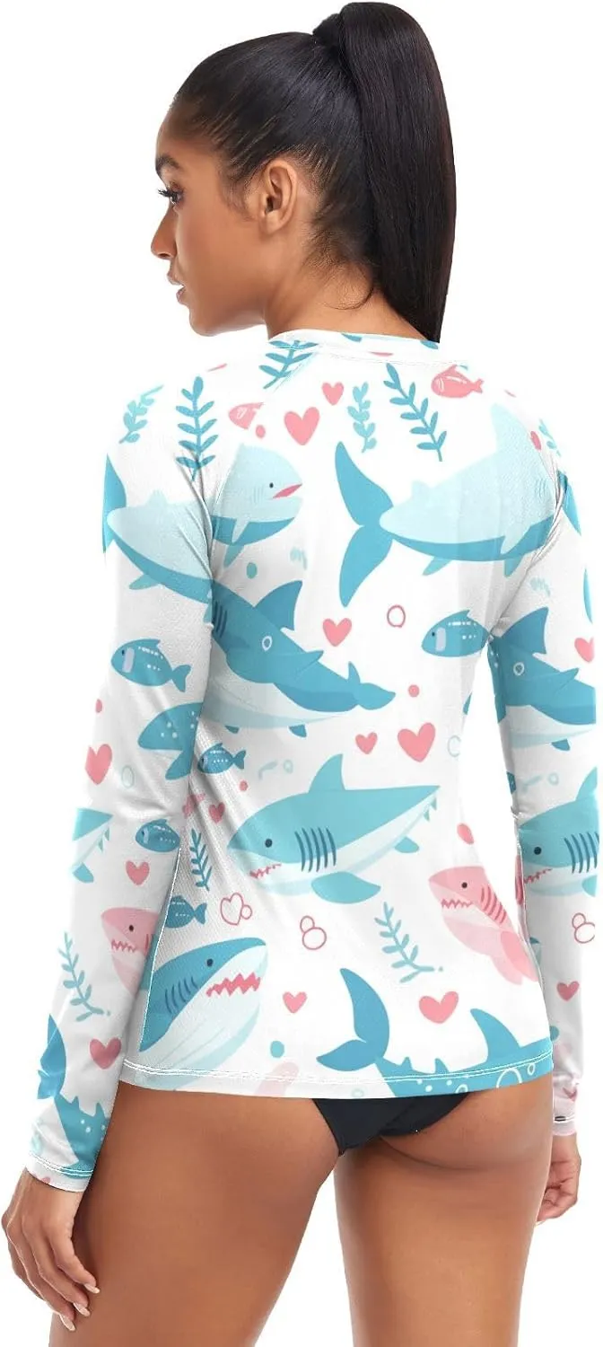Ocean Fish sea Masco Women's Rash Guard Long Sleeve UPF 50  Swimsuit Tops Hiking Surfing