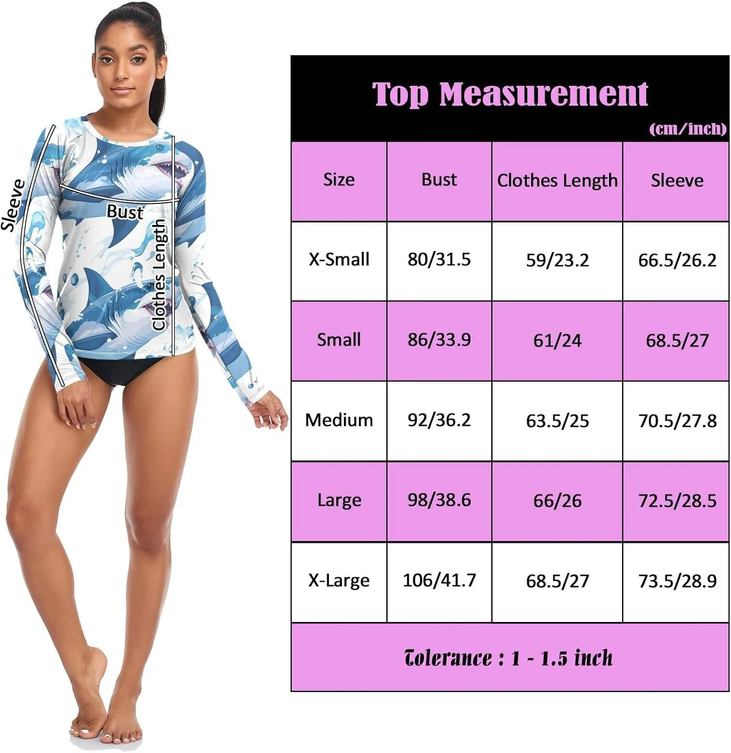 Ocean Fish sea Masco Womens Rash Guard UV Sun Protection UPF 50  Swimsuits Top Running Surfing