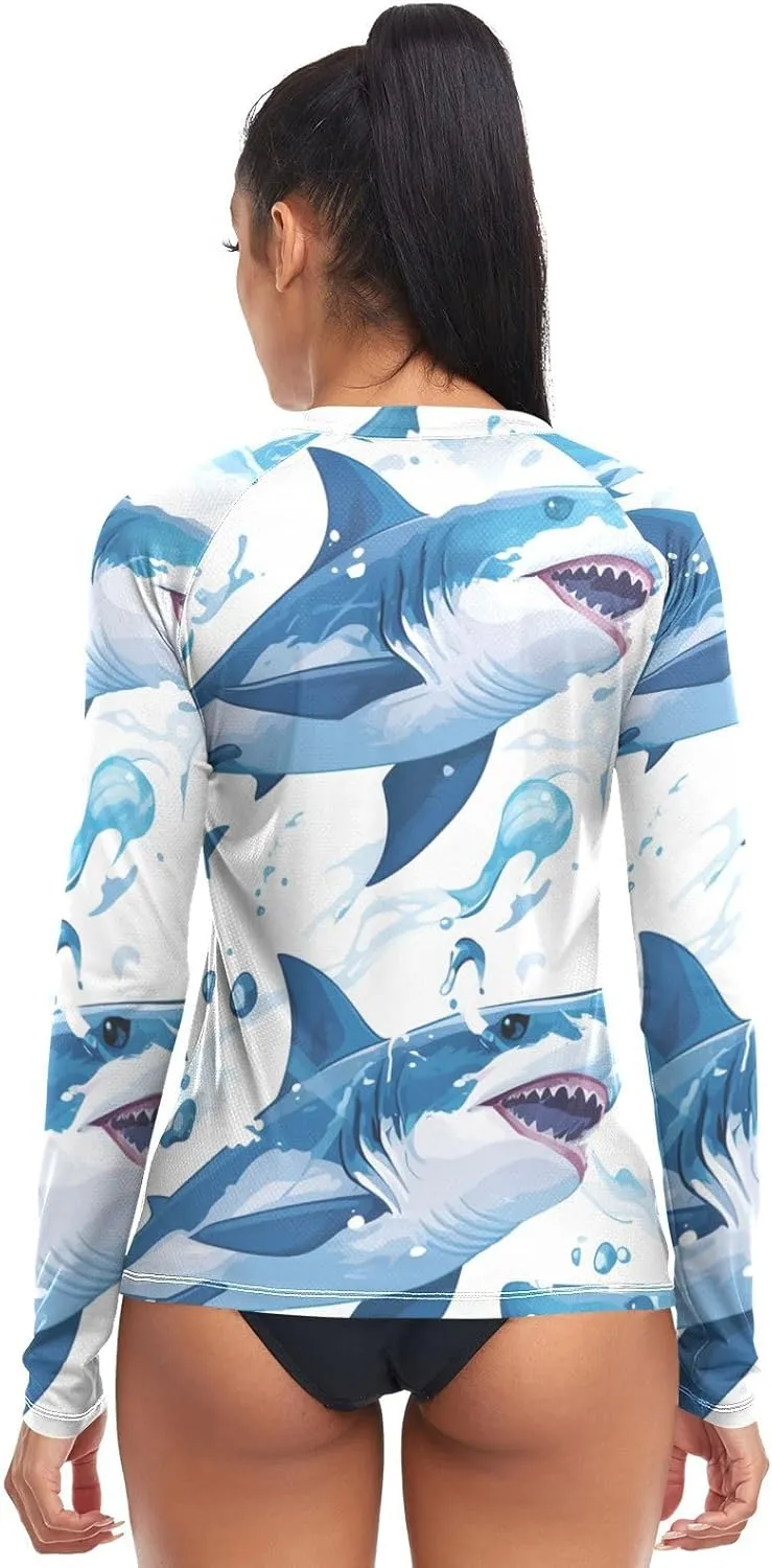 Ocean Fish sea Masco Womens Rash Guard UV Sun Protection UPF 50  Swimsuits Top Running Surfing